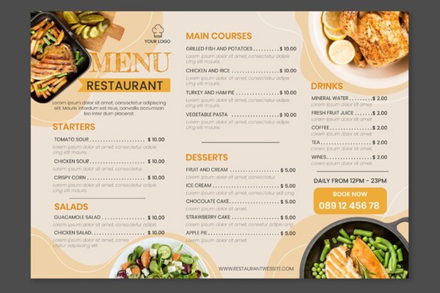 Drukwerk menukaart van een restaurant Laat jouw menukaart spreken
